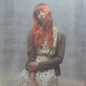 Camden sleeveless dress with navy hearts print